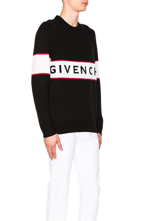 givenchy logo stripe wool sweater black|Givenchy Designer Sweaters: Cardigans, Crewneck & Pullovers.